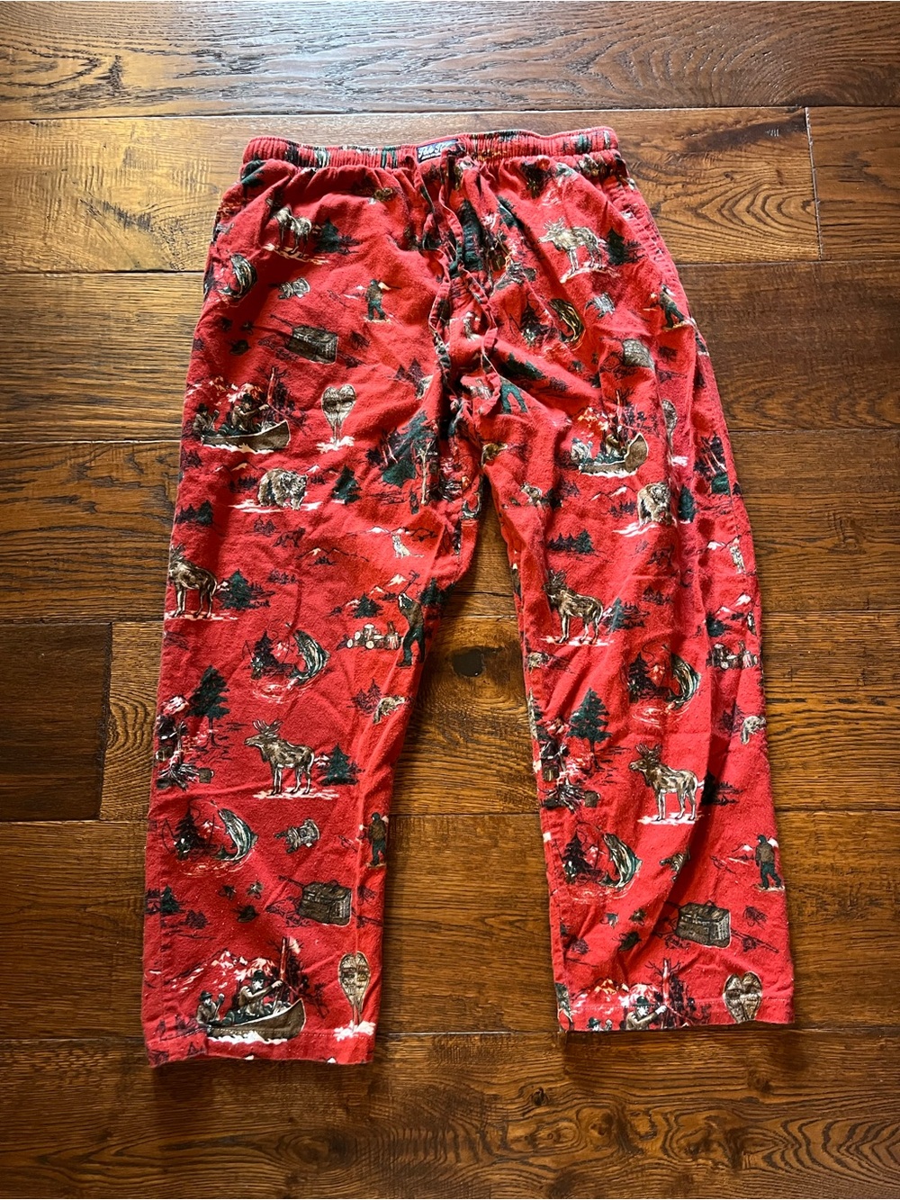 Polo Ralph Lauren Flannel Pajama Pants Men XL Red Wilderness Bear Cabin Moose